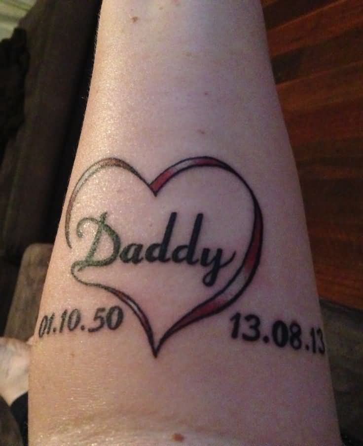 Unique Grey Ink Memorial Dad Tattoo