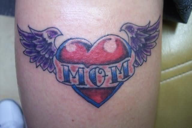 Winged Heart Mom Banner Tattoo