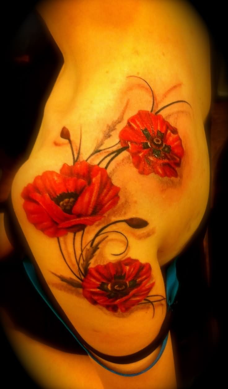 Wonderful Girl Left Shoulder Poppy Tattoo