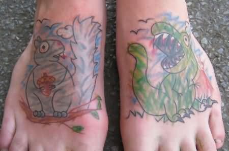 Squirrel Tattoos On Both Feet