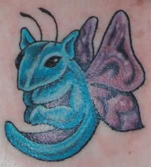 Winged Blue Ink Squirrel Tattoo