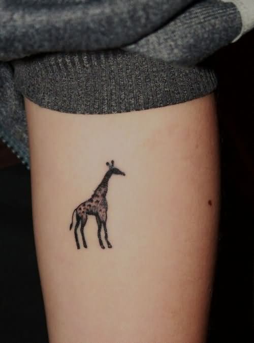 Small Giraffe Tattoo On Leg