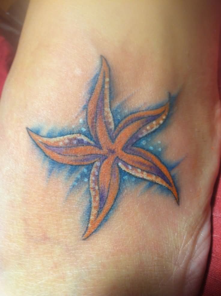 Wonderful Left Foot Starfish Tattoo