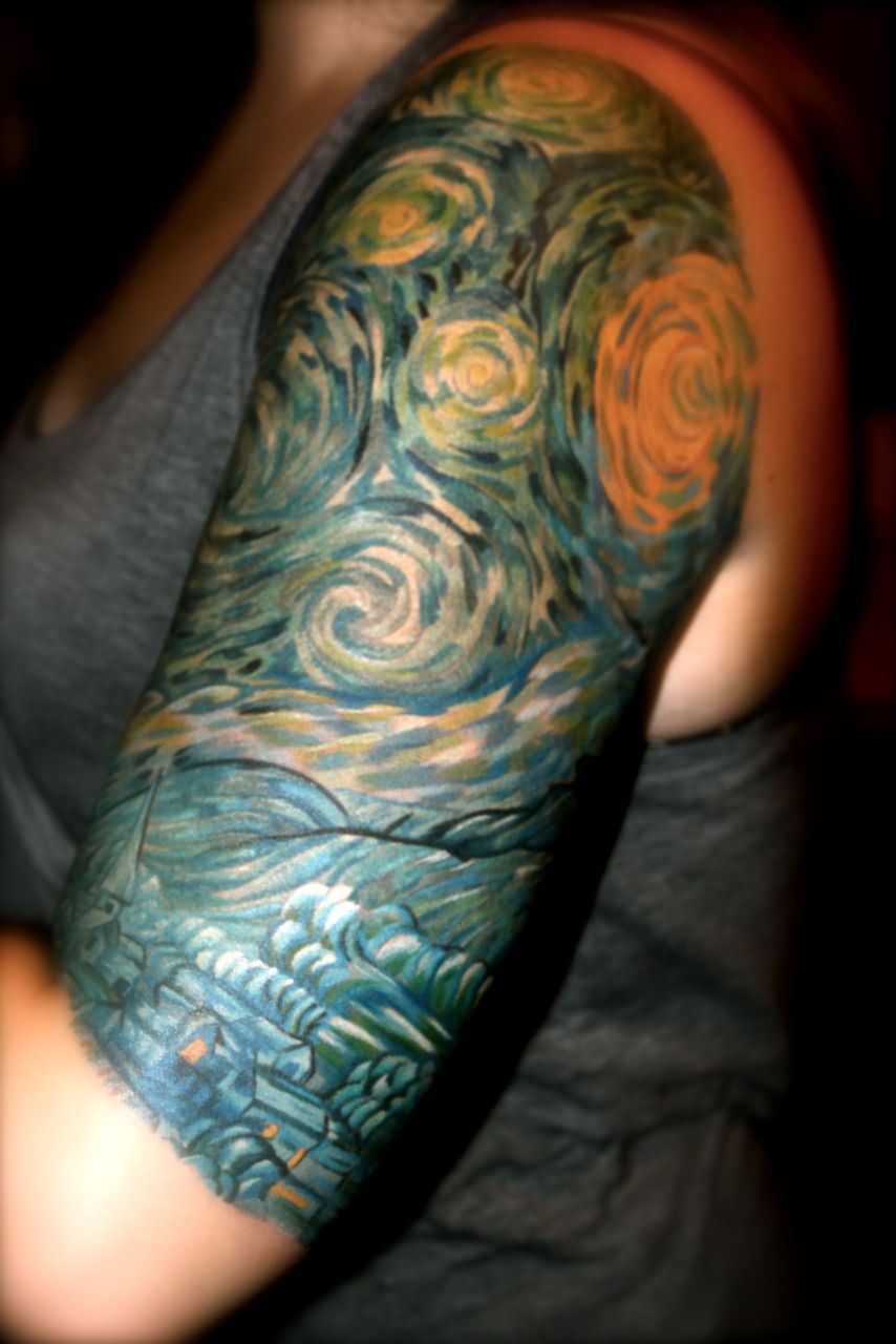 Nice Left Half Sleeve Historical Tattoo