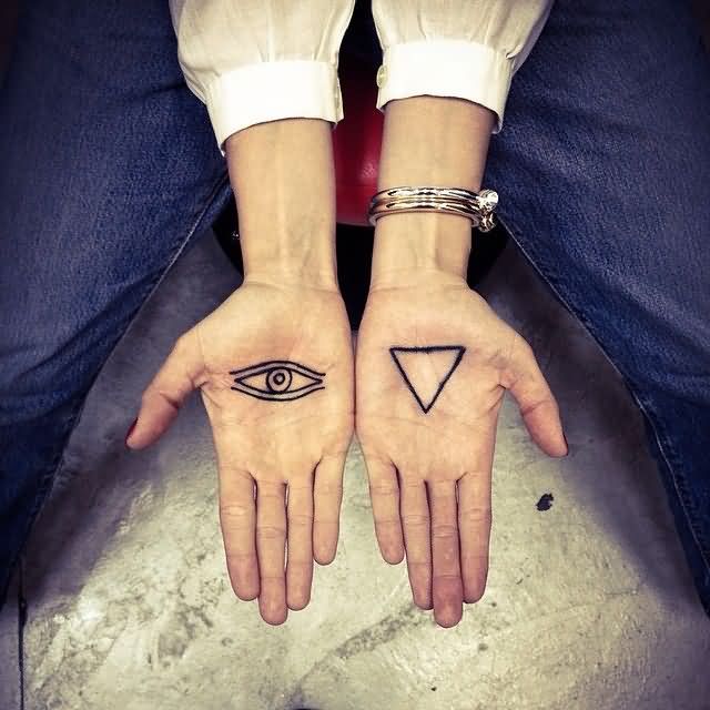 Triangle Eye Tattoos On Both Hands