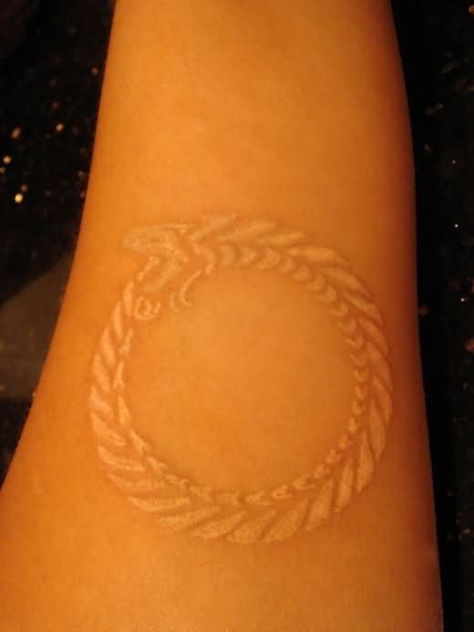 White Ink Ouroboros Tattoo