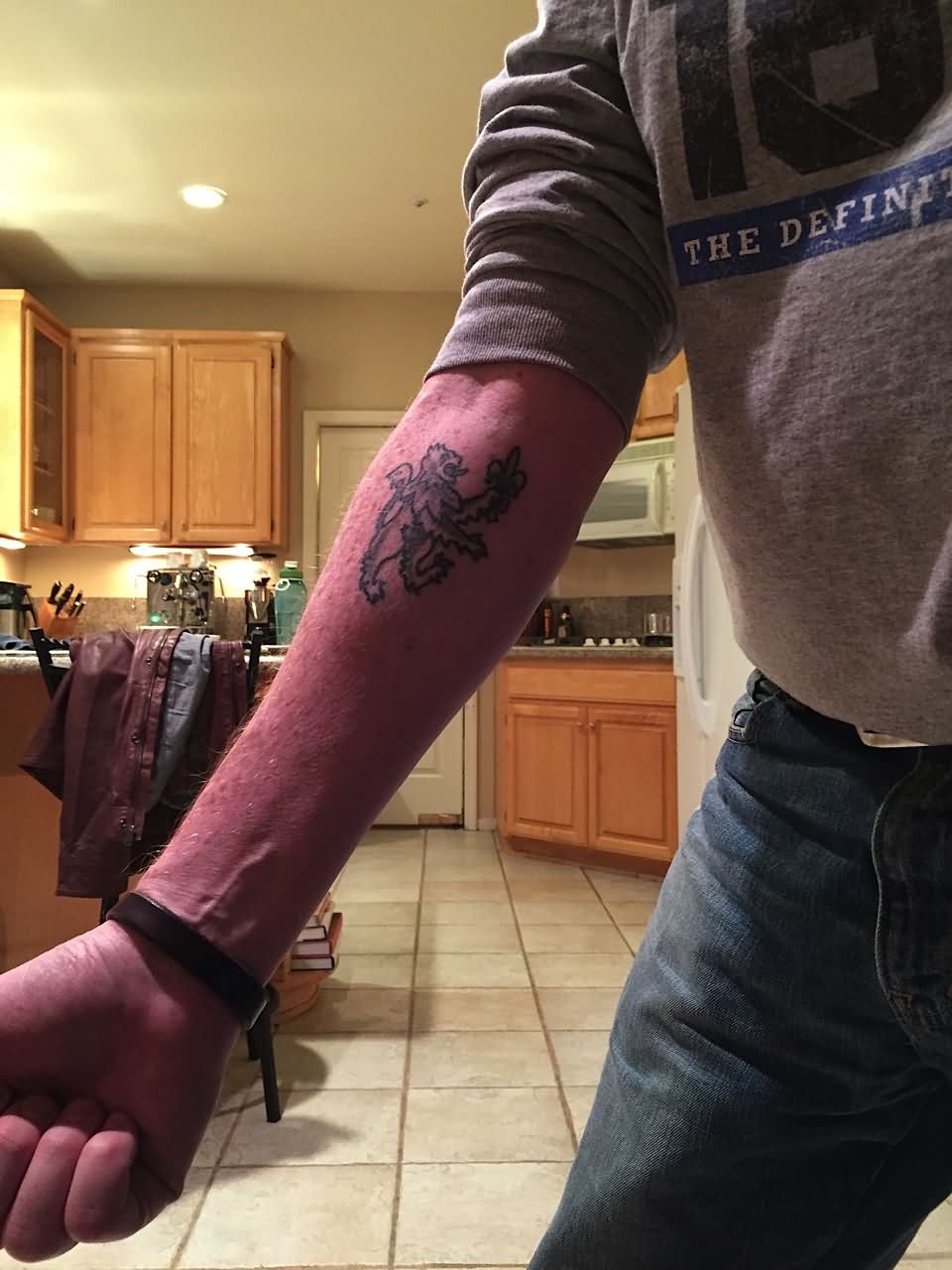 Right Forearm Scottish Lion With Fleur De Lis Tattoo