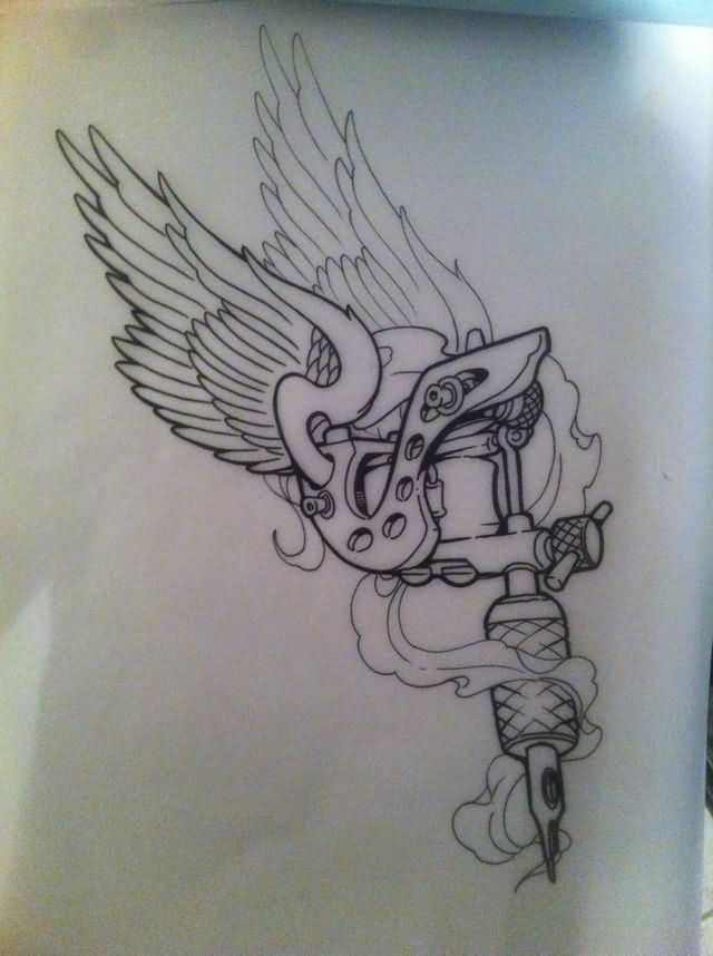 Winged Tattoo Machine Tattoo Design