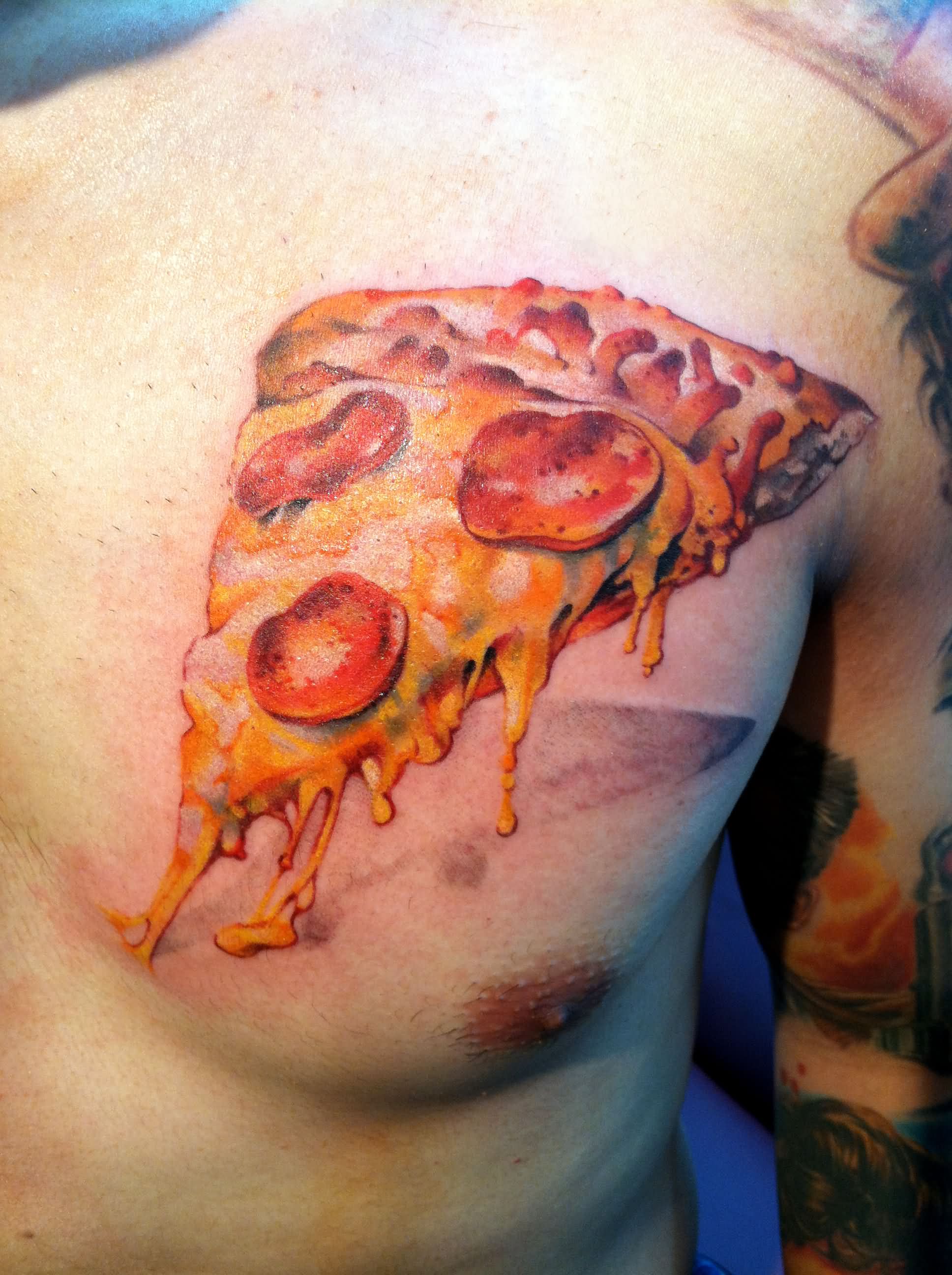 Nice Man chest Pizza Tattoo
