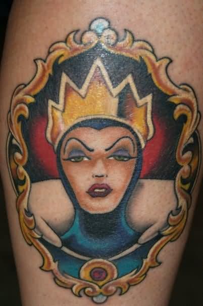 Wicked Queen Tattoo On Leg