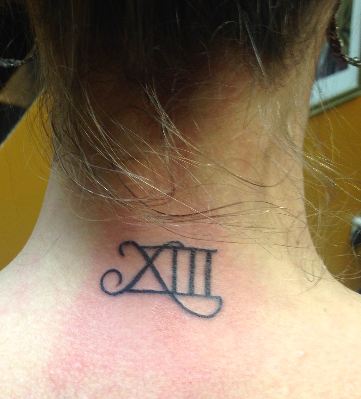 Roman Number Tattoo On Nape