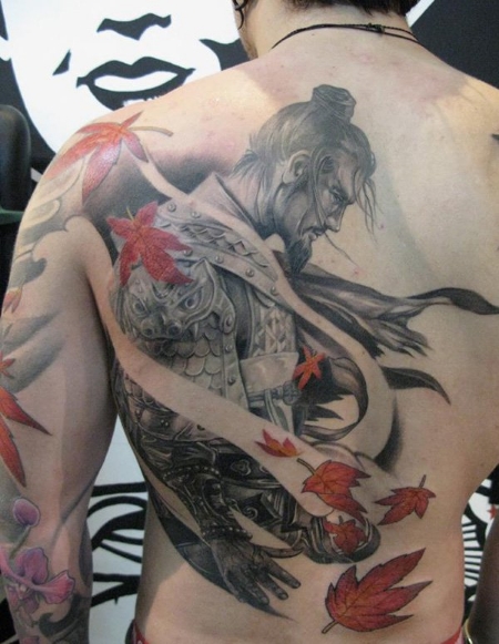 Awesome samurai warrior tattoo on back