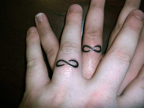 Infinity Symbol Designed Ring Tattoo For Couple