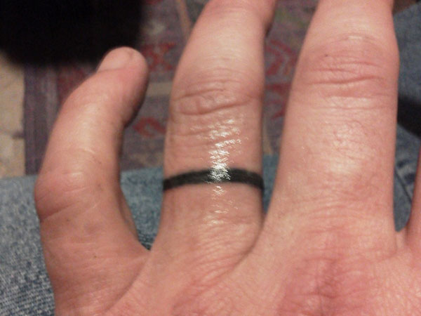 Simple Black Ink Band Ring Tattoo