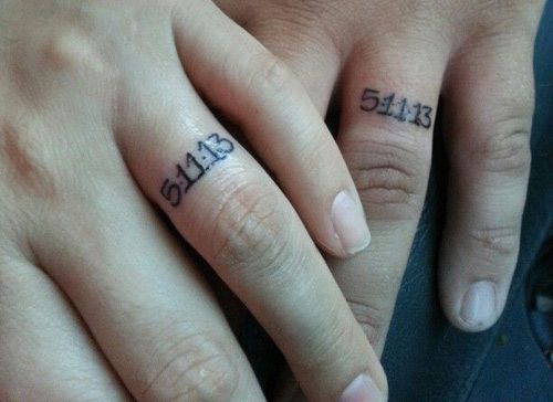 Wedding Date Ring Tattoo For Couples