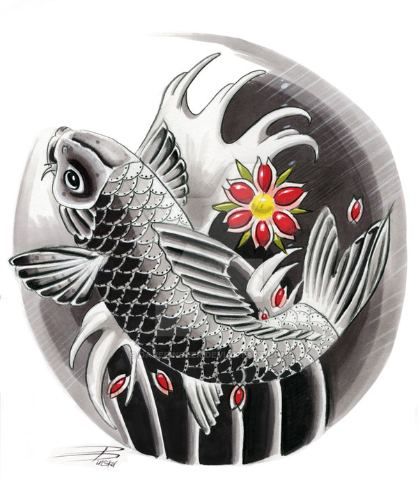 Japanese Koi Tattoo Design By Davepinsker