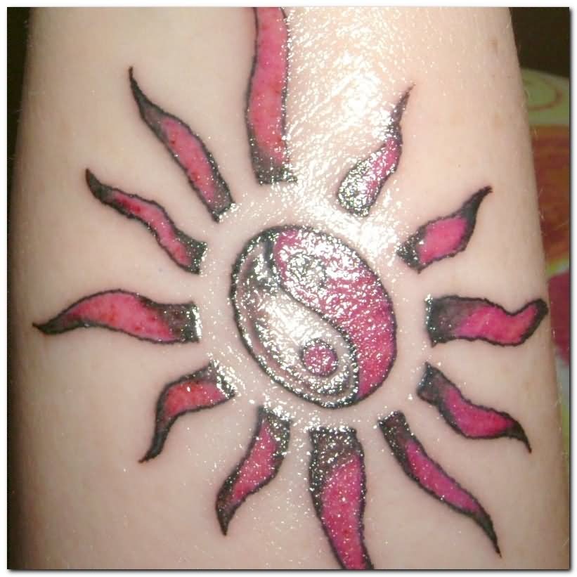 Tribal Yin Yang Sun Tattoo Image