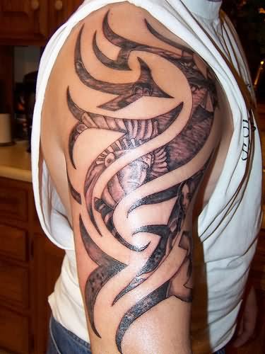 Indian Tribal Tattoo On Half Sleeve