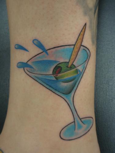 Pin Blue Martini Glass Tattoo