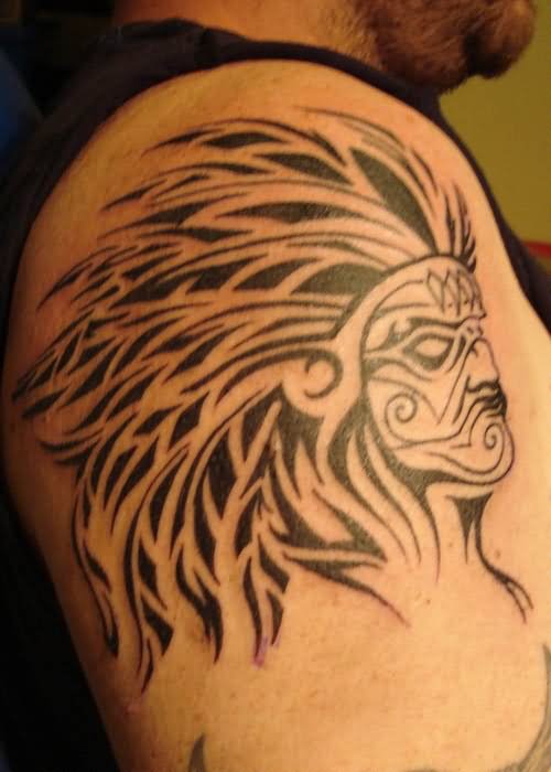 Tribal Indian Tattoo On Shoulder For Men