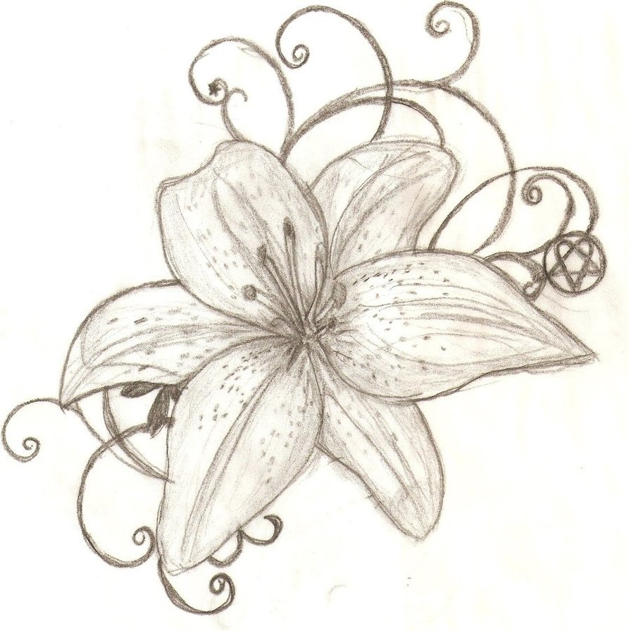 Tiger Lily Flower Tattoo Design