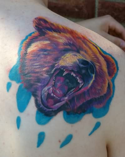 Bear Face And Paw Tattoo