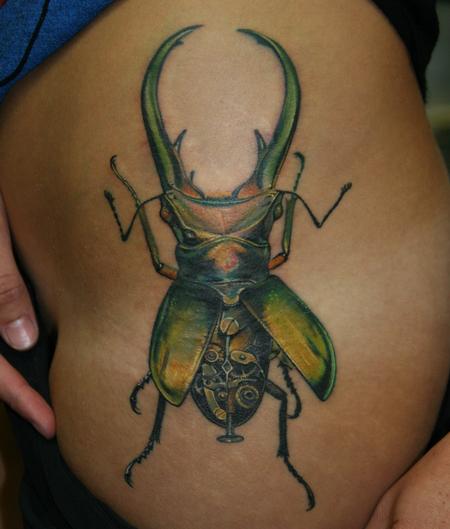 Beetle Bug Tattoo Design On Rib Cage