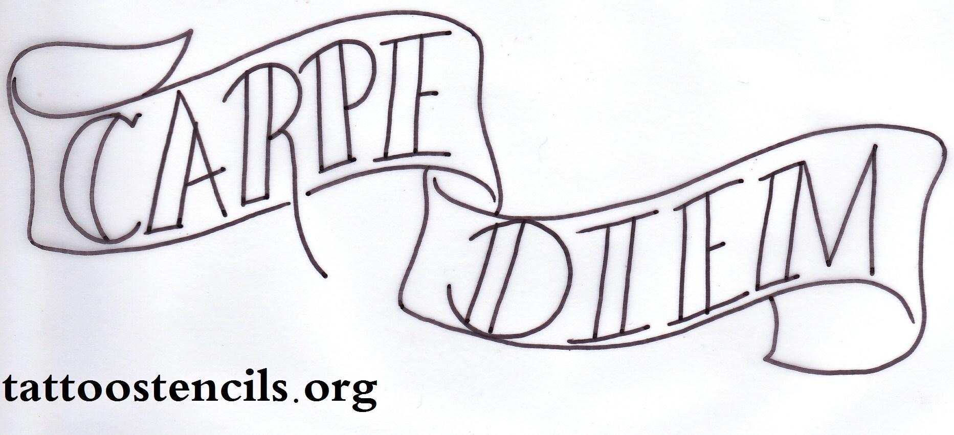 Carpe Diem Banner Tattoo Design Flash