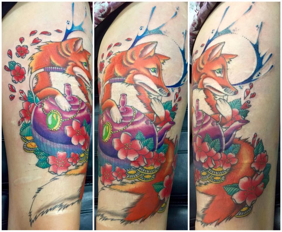 Colored Fox Tattoo by Gary Fletch