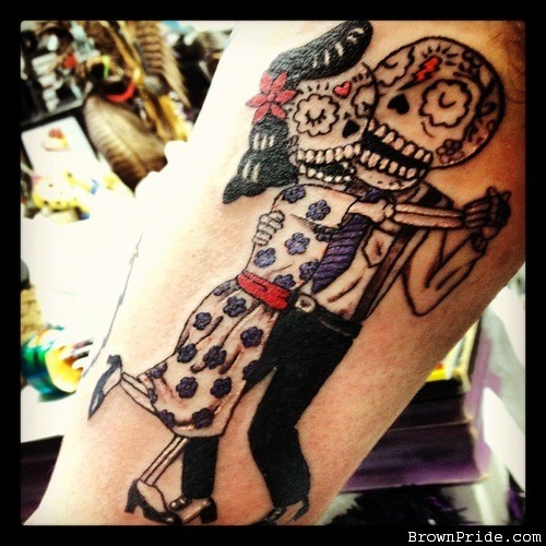 Sugar Skull Dancing Couple Tattoo
