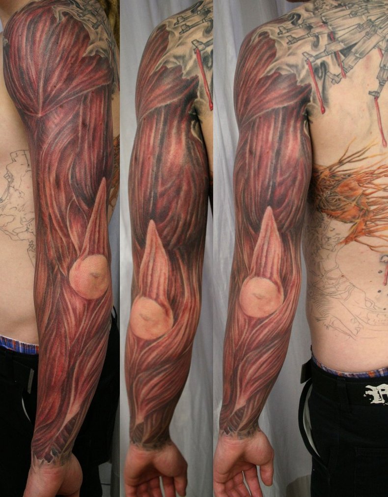 Full Sleeve Muscles Tattoo For Men