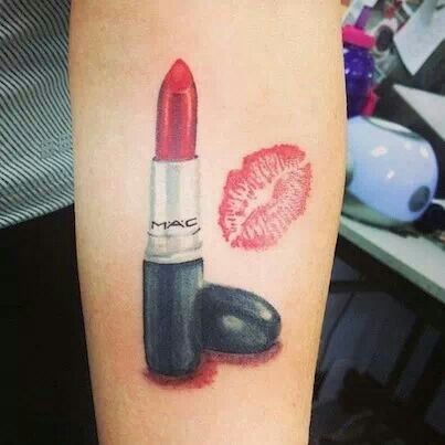 Lips Kiss Mark And Lipstick Tattoo