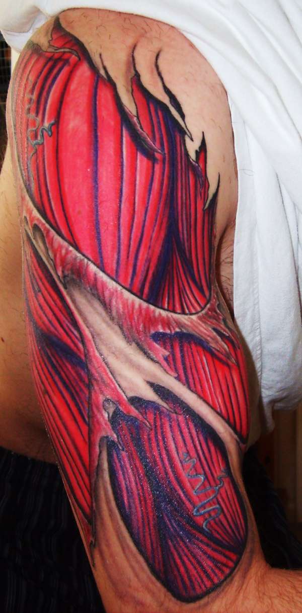 Muscles Tattoos On Man Half Sleeve