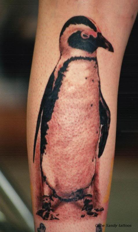 Penguin Tattoo Design On Leg