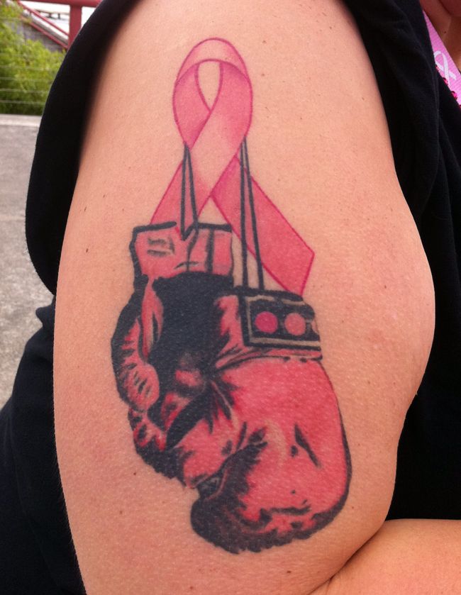 Rip Fighter Breast Cancer Tattoo On Half Sleeve