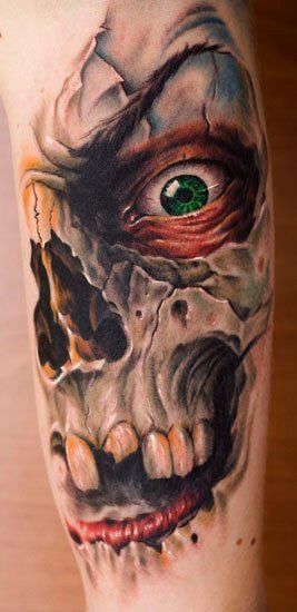 Scary Death Tattoo On Sleeve