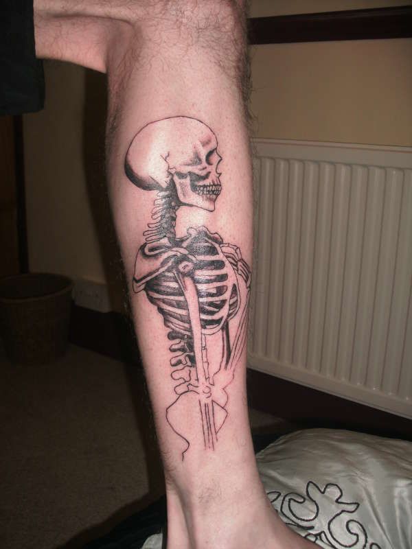 Skeleton Tattoo On Leg