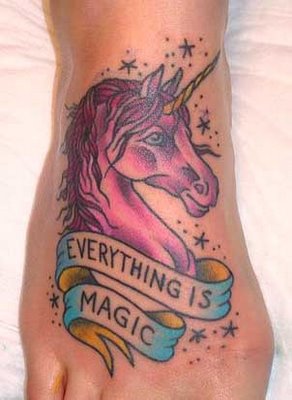 Unicorn Tattoo Design Idea On Foot