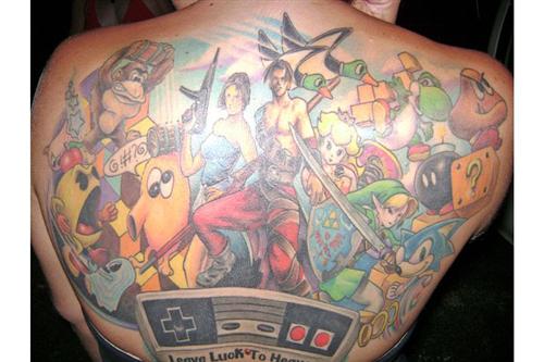 Video Games Tattoo On Back