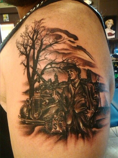 Western Tattoo On Man Left Shoulder