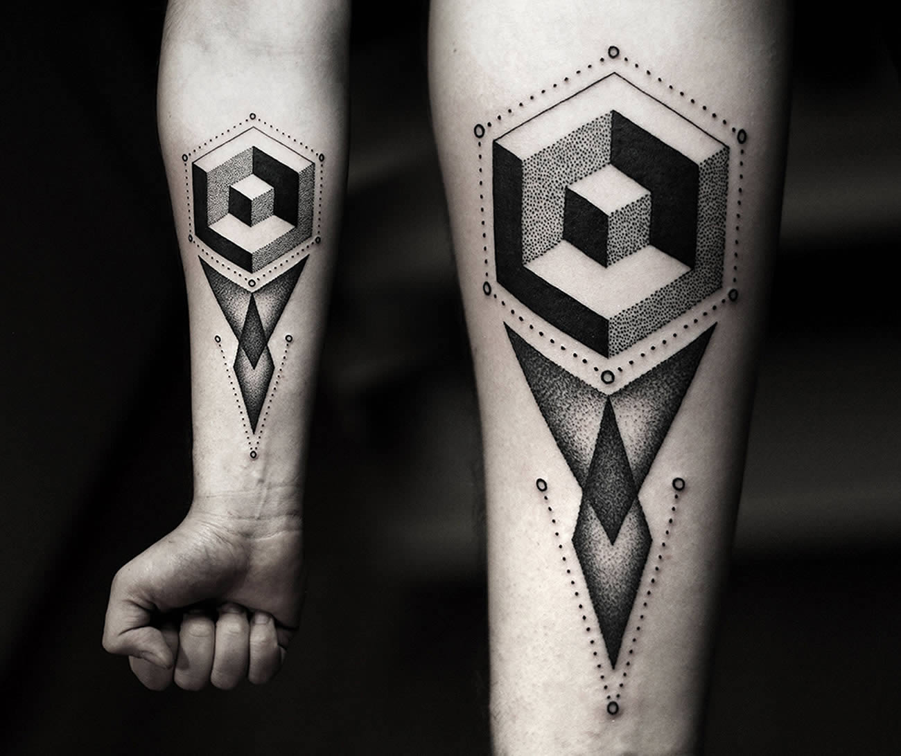 3D Geometric Tattoo On Arm