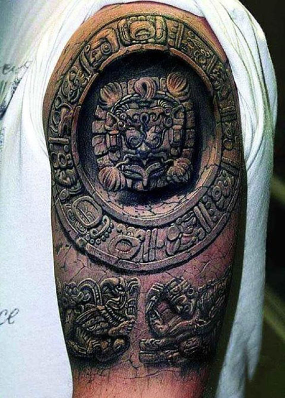 3D Historical Tattoo On Left Half Sleeve