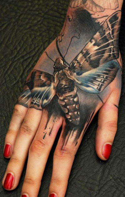 3D Insect Tattoo On Right Hand