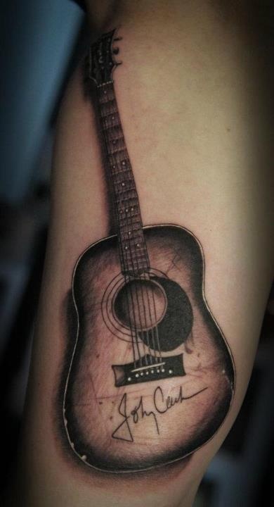 Beautiful Guitar Tattoo by Johnny Cash