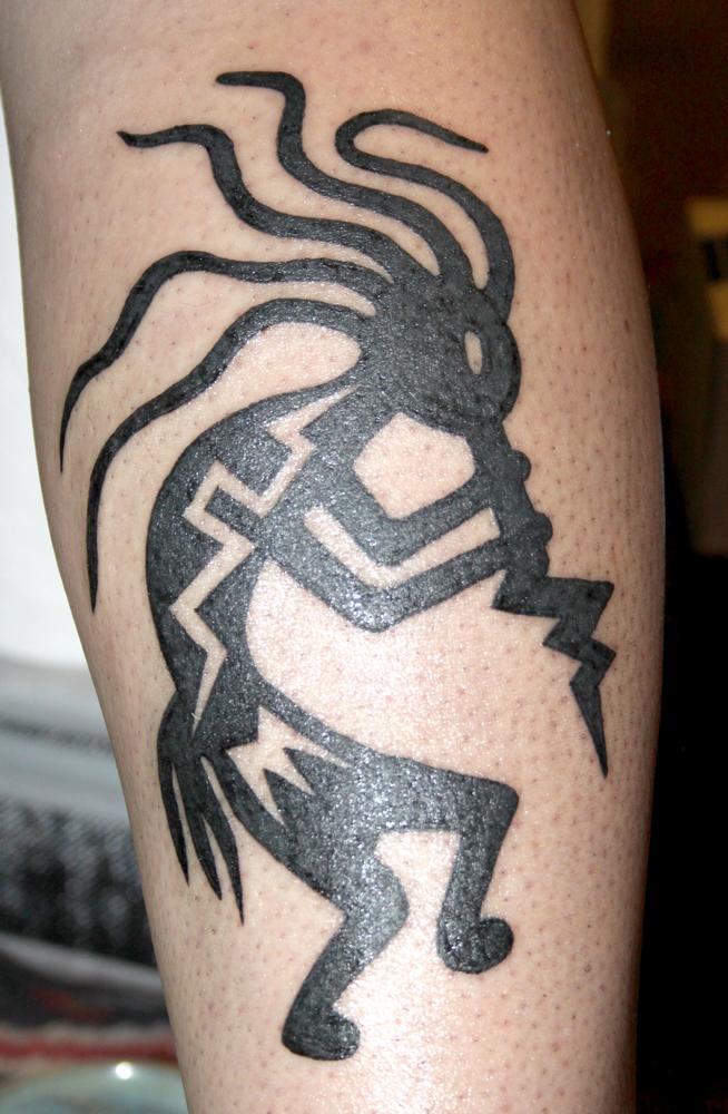Black Tribal Kokopelli Tattoo Design
