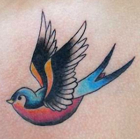 Color Flying Swallow Tattoo By Sellavision
