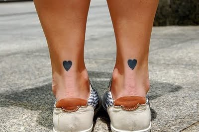 Cute Hearts Heel Tattoo For Girls