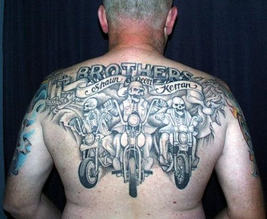 Harley Tattoo On Back Body