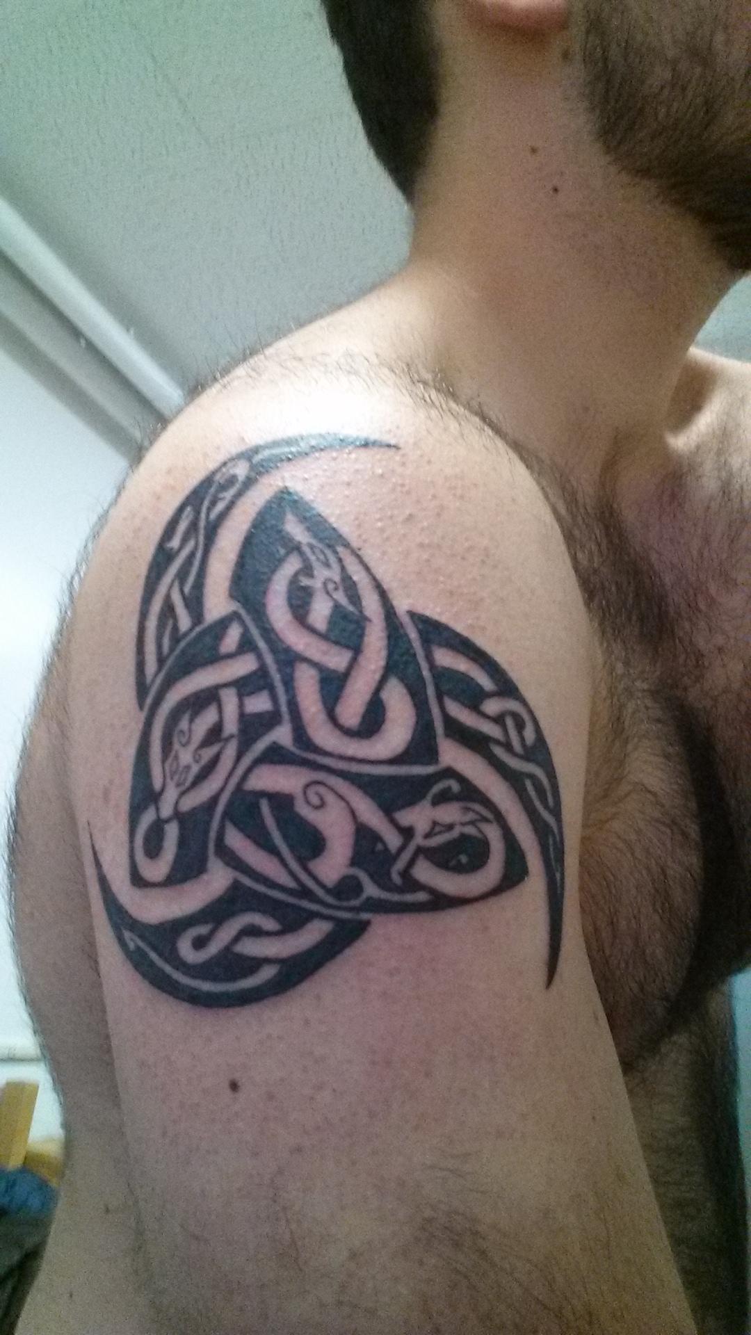 Horns Of Odin Tattoo On Right Shoulder