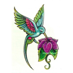 Hummingbird Tattoo Design With Flower
